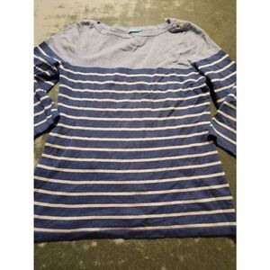J. McLaughlin blue&white striped sweater sz Medium
